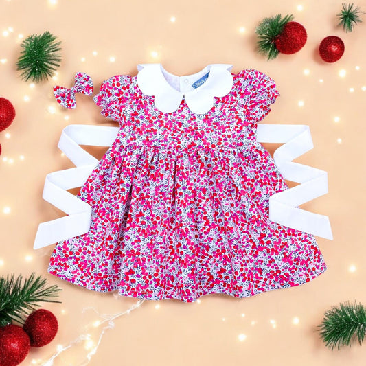 CHRISTMAS girl dress - Liberty of London Christmas dress - Christmas gift baby girls - Liberty cotton tana lawn - Short Sleeve Girl Dress
