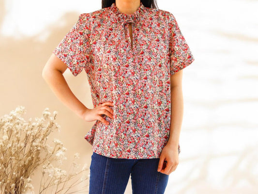 Liberty of London Woman Ruffle Collar Top With Short Sleeve