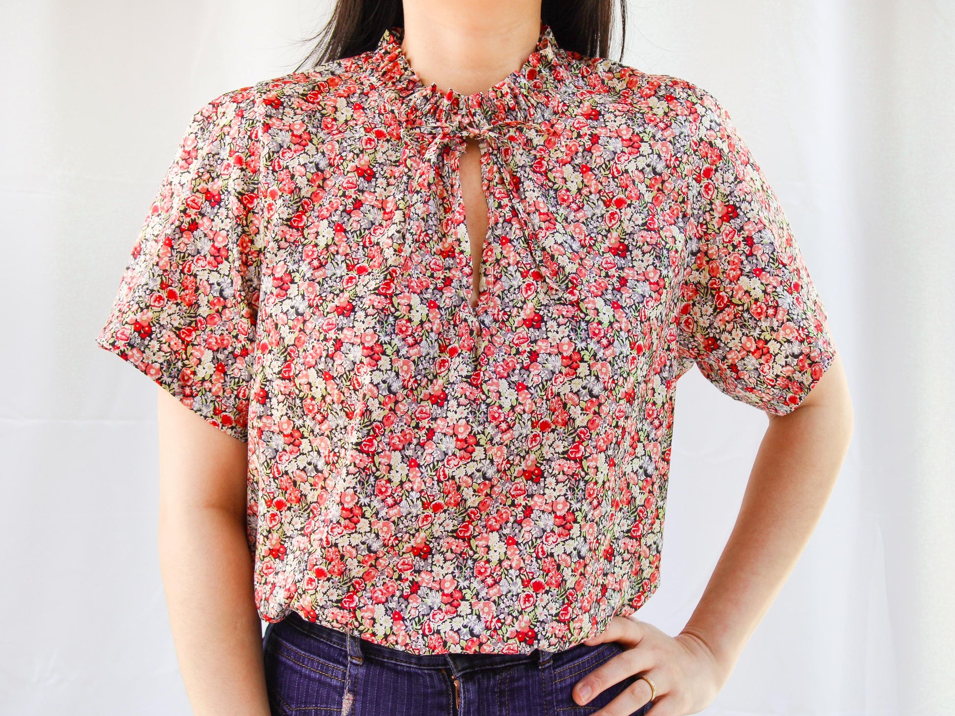 Liberty of London Woman Ruffle Collar Top With Short Sleeve