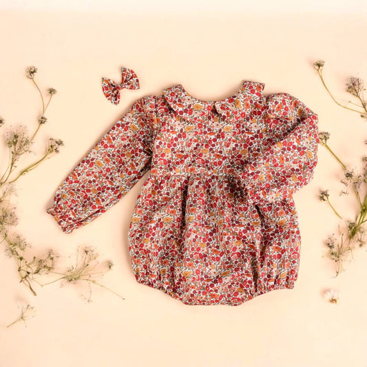 Liberty of London Baby bubble romper - Unisex baby Bubble - Peter Pan collar - long sleeve romper - Liberty fabric print - cotton tana lawn