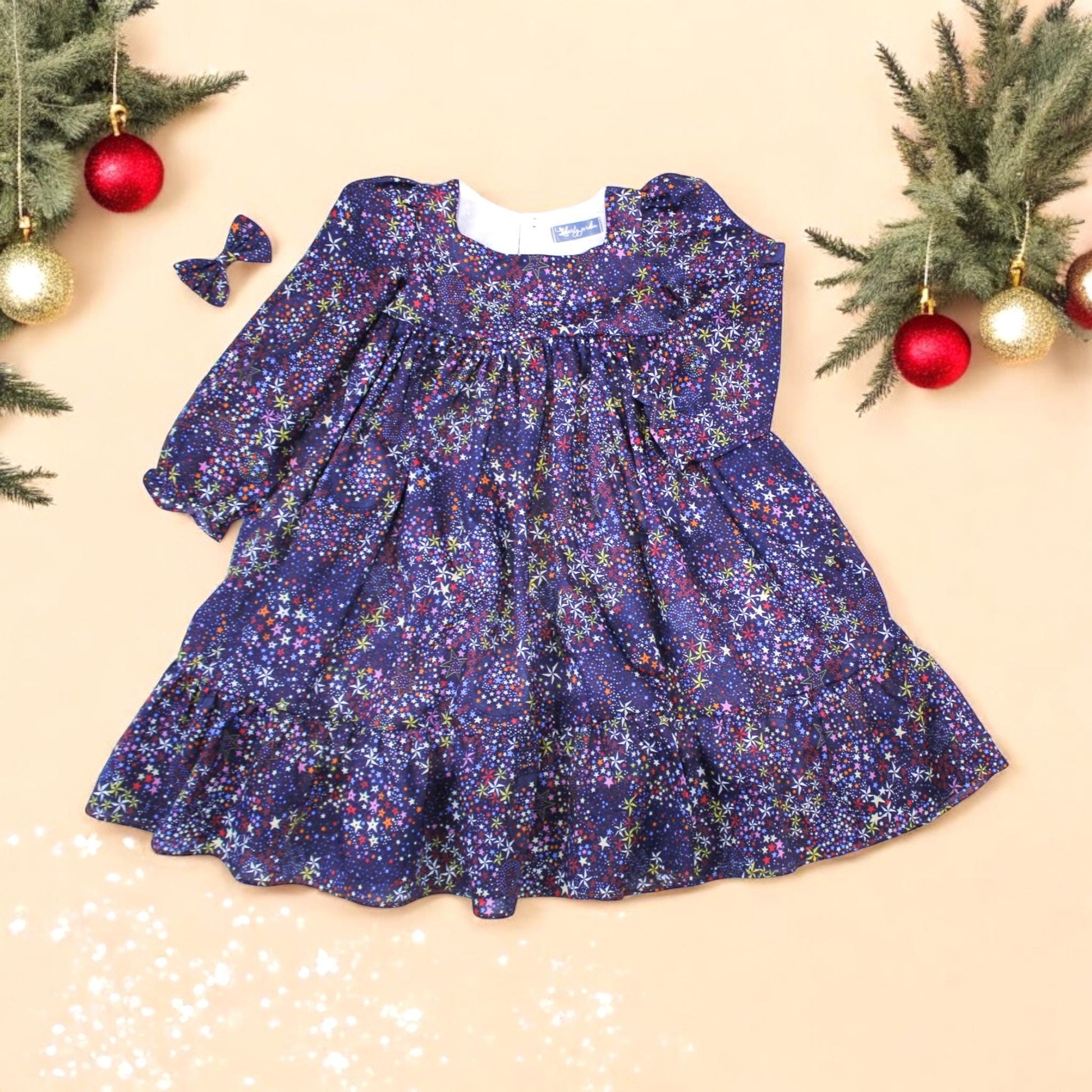 CHRISTMAS girl dress - Liberty of London Christmas dress - Christmas gift baby girls - Liberty cotton tana lawn - Long Sleeve Girl Dress