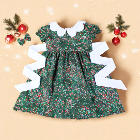 CHRISTMAS girl dress - Liberty of London Christmas dress - Christmas gift baby girls - Liberty cotton tana lawn - Short Sleeve Girl Dress