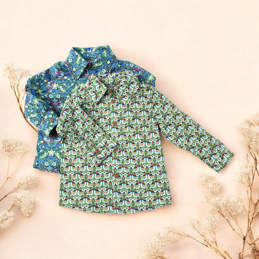 Liberty of London boy shirt - Liberty Fabric Print Shirt - Long Sleeve Button Up Boy Shirt - Back To School - Button Through Liberty Shirt