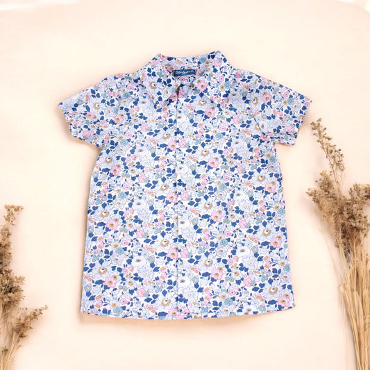 Liberty of London boy shirt - Liberty Fabric Print Shirt - Short Sleeve Button Up Boy Shirt - Back To School - Button Through Liberty Shirt