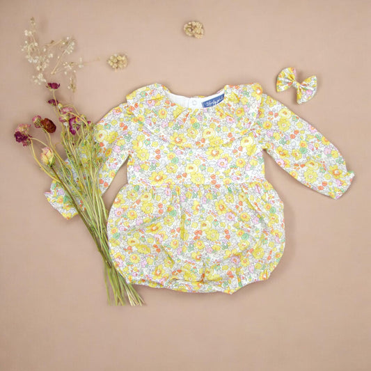 LIBERTY of London Baby Bubble Playsuit Long Sleeves with Ruffle Collar