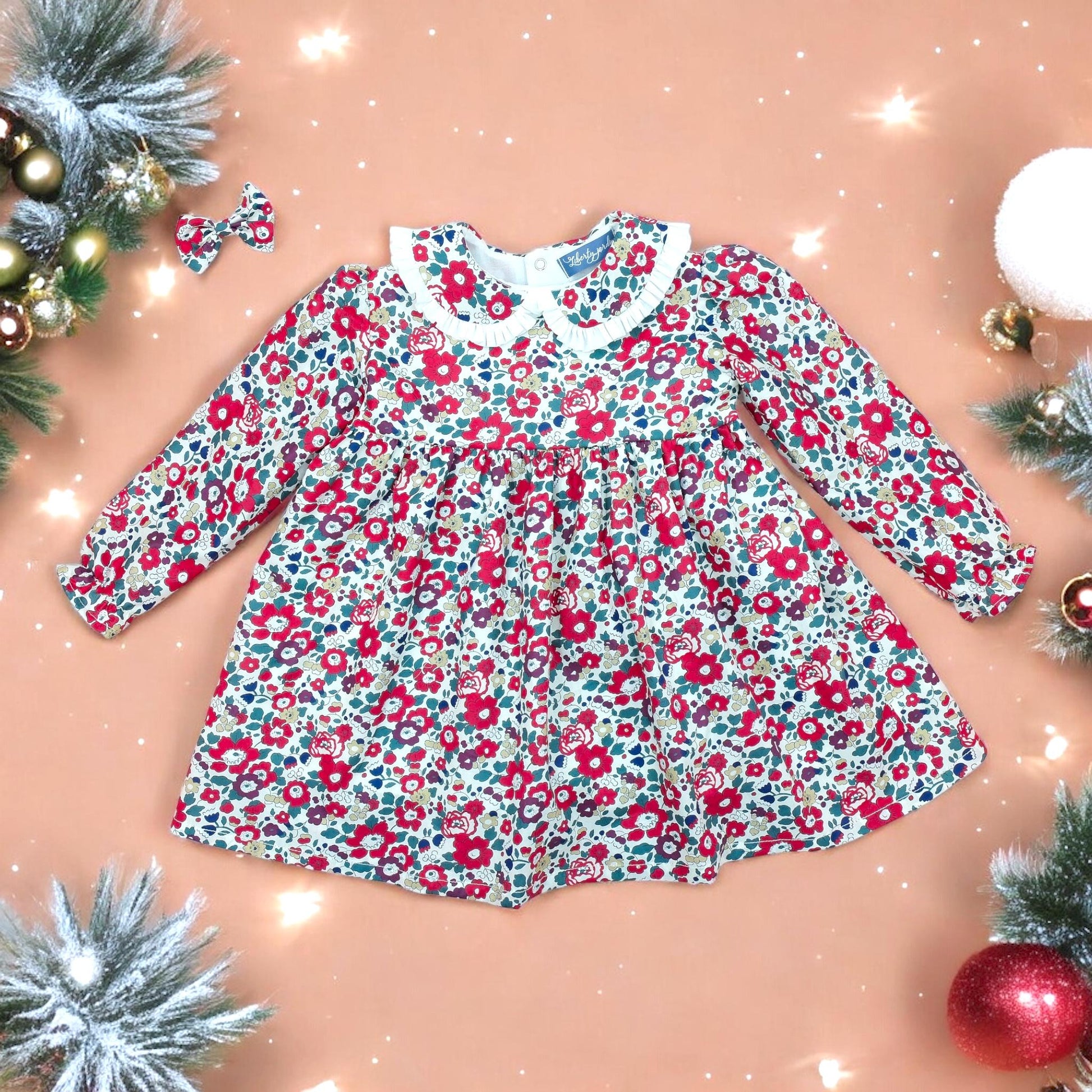 CHRISTMAS girl dress - Liberty of London Christmas dress - Christmas gift baby girls - Liberty cotton tana lawn - Long Sleeve Girl Dress