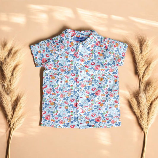 Liberty of London boy shirt with short sleeves Peter Pan collar button up