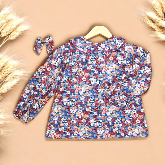 Liberty Of London Peter Pan Collar Long Sleeves Little Girl Blouse