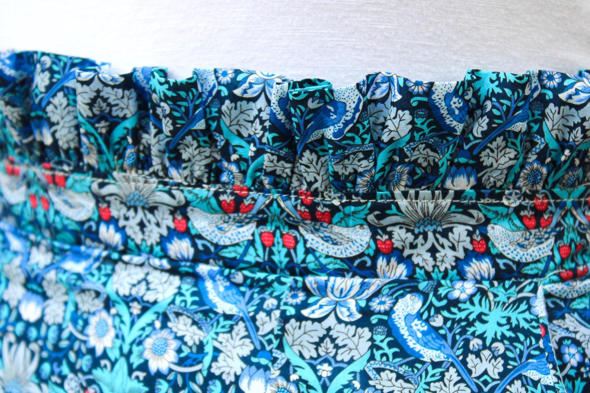 Liberty Mini Skirt, Ruffle Waist Skirt, Liberty London Skirt, Liberty of London, Mini Floral Skirt, Floral Print Skirt, Blue Flower Skirt