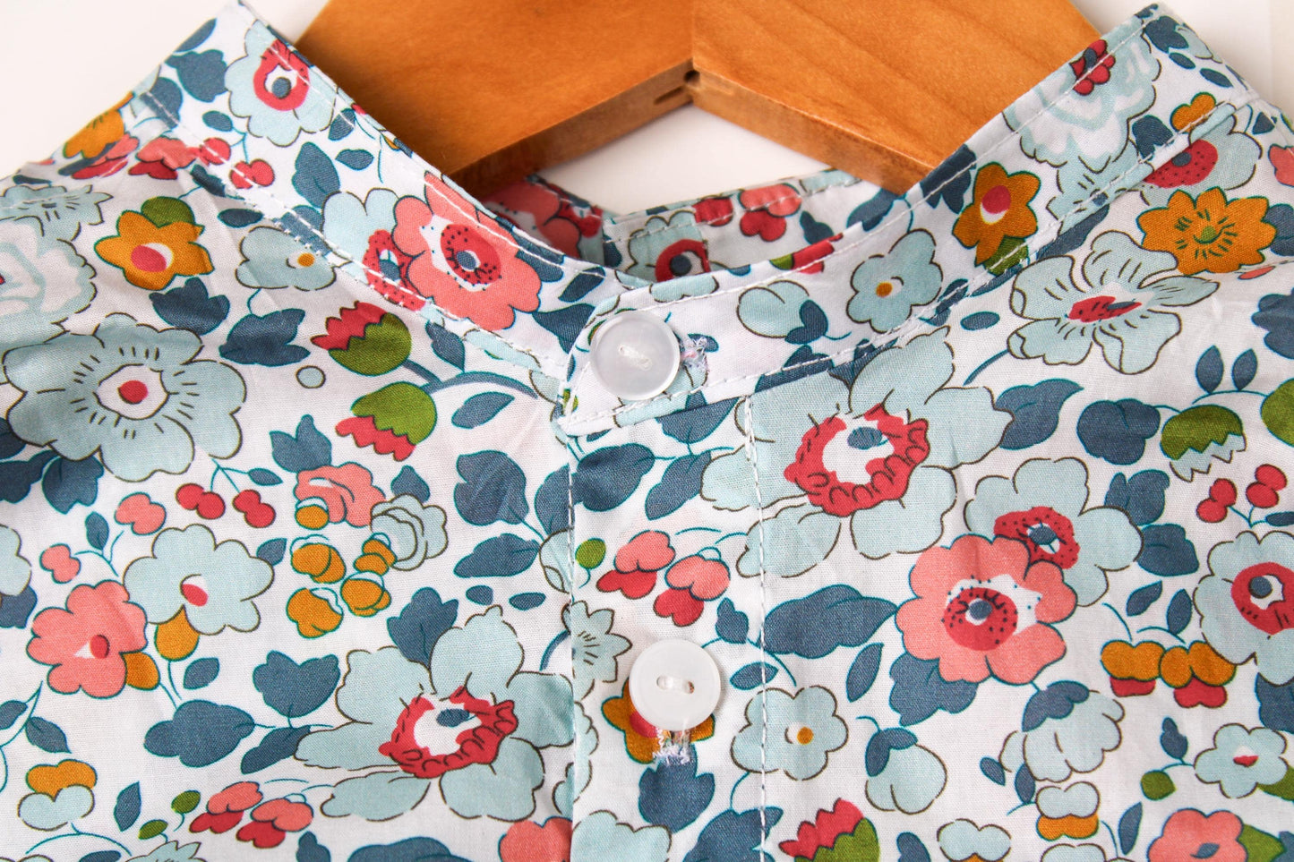 Liberty London boy shirt, Mandarin Collar Shirt, Floral Print Shirt, Liberty Fabric Shirt, Short Sleeve Shirt, Button Up Shirt, Boy Shirt