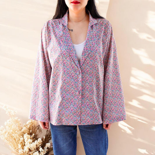 Liberty London Vest, Mid Season Blazer, Floral Cotton Vest, Long Sleeve Vest, Danton Collar Vest, Liberty Fabric Vest, Liberty Print Fabric