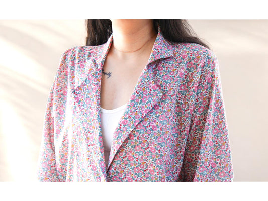 Liberty London Vest, Mid Season Blazer, Floral Cotton Vest, Long Sleeve Vest, Danton Collar Vest, Liberty Fabric Vest, Liberty Print Fabric