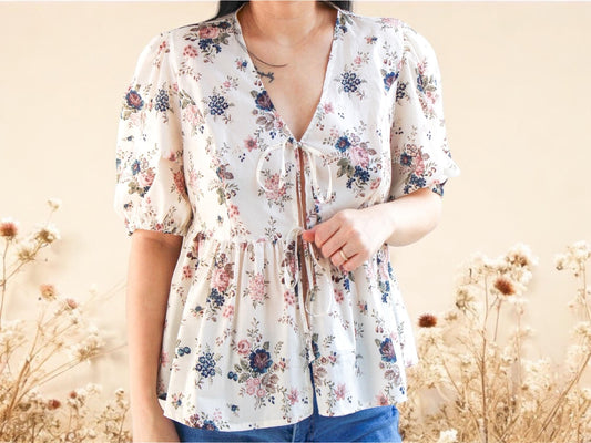 Liberty of London Woman V Neck Peplum Blouse