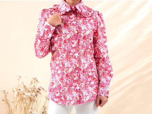 Liberty of London Ruffle Peter Pan Collar Woman Long Sleeve Dress Shirt