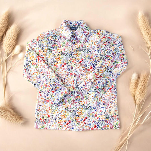 Liberty Boy Shirt, Long Sleeve Shirt, Button Up Shirt, Floral Print Boy Shirt, Liberty Print Fabric, Back To School, Cotton Print Boy Shirt