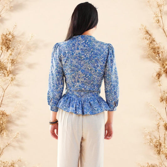 Liberty Print Blouse, Liberty of London, V Neck Blouse, Peplum Blouse, Floral Print Blouse, Liberty Print Fabric, 3/4 Sleeve Top, V Neck Top