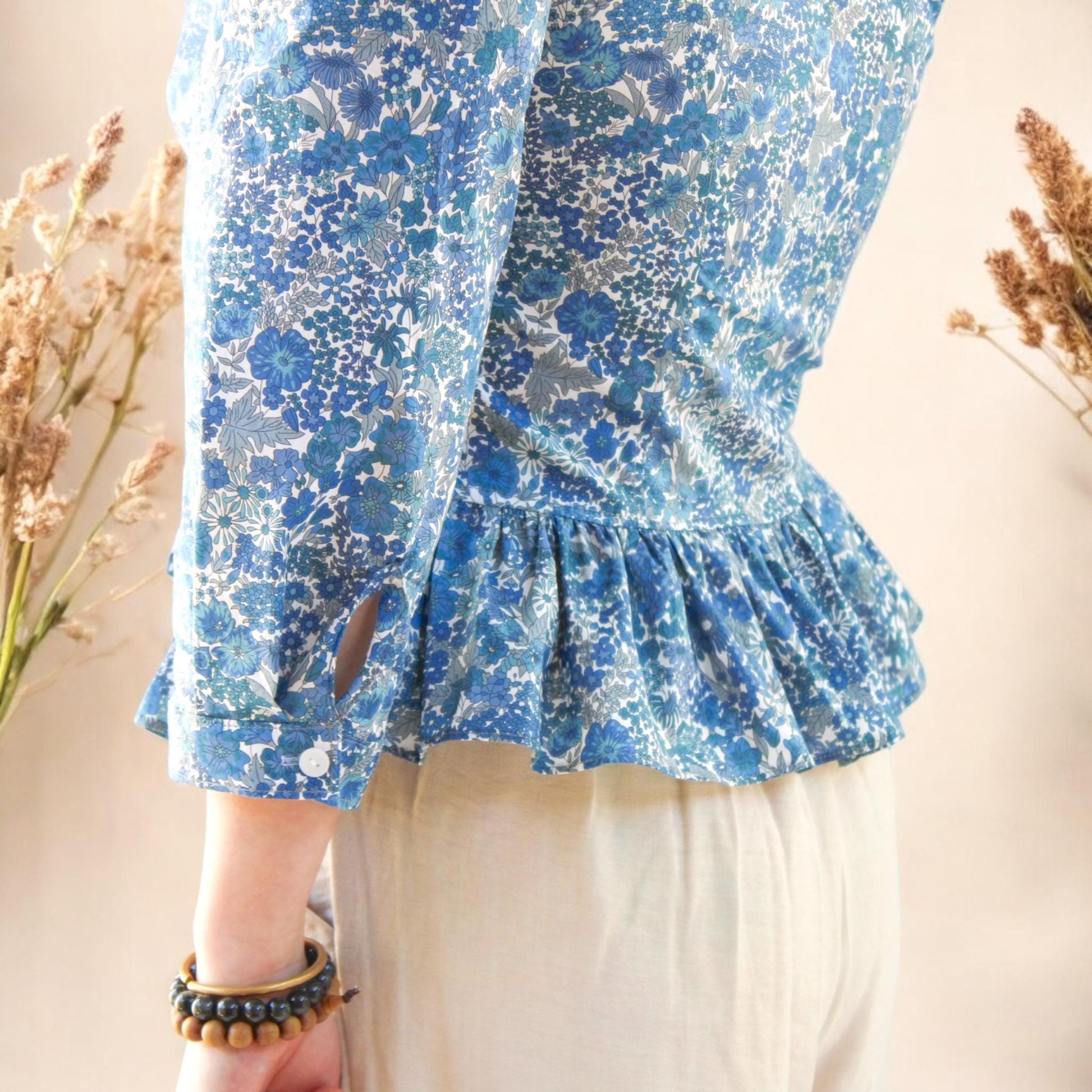 Liberty Print Blouse, Liberty of London, V Neck Blouse, Peplum Blouse, Floral Print Blouse, Liberty Print Fabric, 3/4 Sleeve Top, V Neck Top