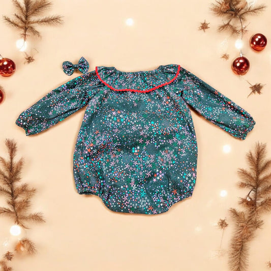 CHRISTMAS Baby Bubble Romper - Liberty of London Baby Playsuit - Long Sleeves baby Romper - Christmas gift - Liberty of London Tana Lawn