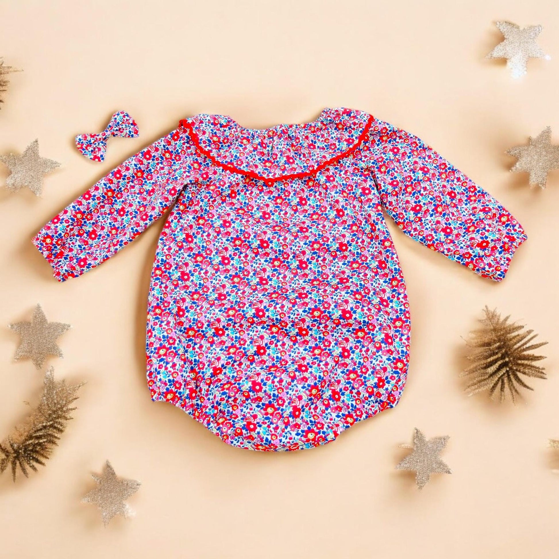 CHRISTMAS Liberty of London Baby Bubble Romper with Long Sleeves