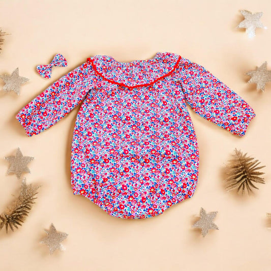CHRISTMAS Liberty of London Baby Bubble Romper with Long Sleeves