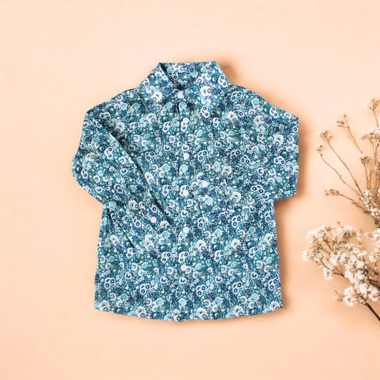 Liberty Boy Shirt, Long Sleeve Shirt, Button Up Shirt, Floral Print Boy Shirt, Liberty Print Fabric, Back To School, Cotton Print Boy Shirt