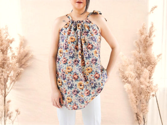 SAMPLE SALE Liberty women blouse, ruffle blouse, sleeveless blouse, liberty print blouse, liberty of London, woman summer top, floral blouse