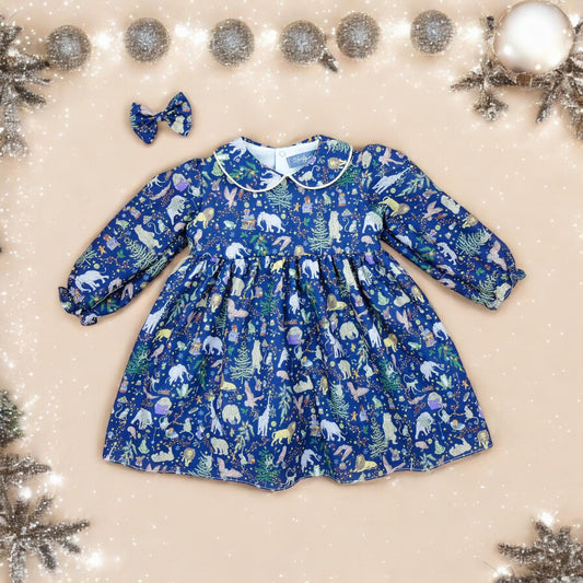 CHRISTMAS girl dress - Liberty of London Christmas dress - Christmas gift - Peter Pan Collar - Long Sleeve Girl Dress - Liberty Print Fabric