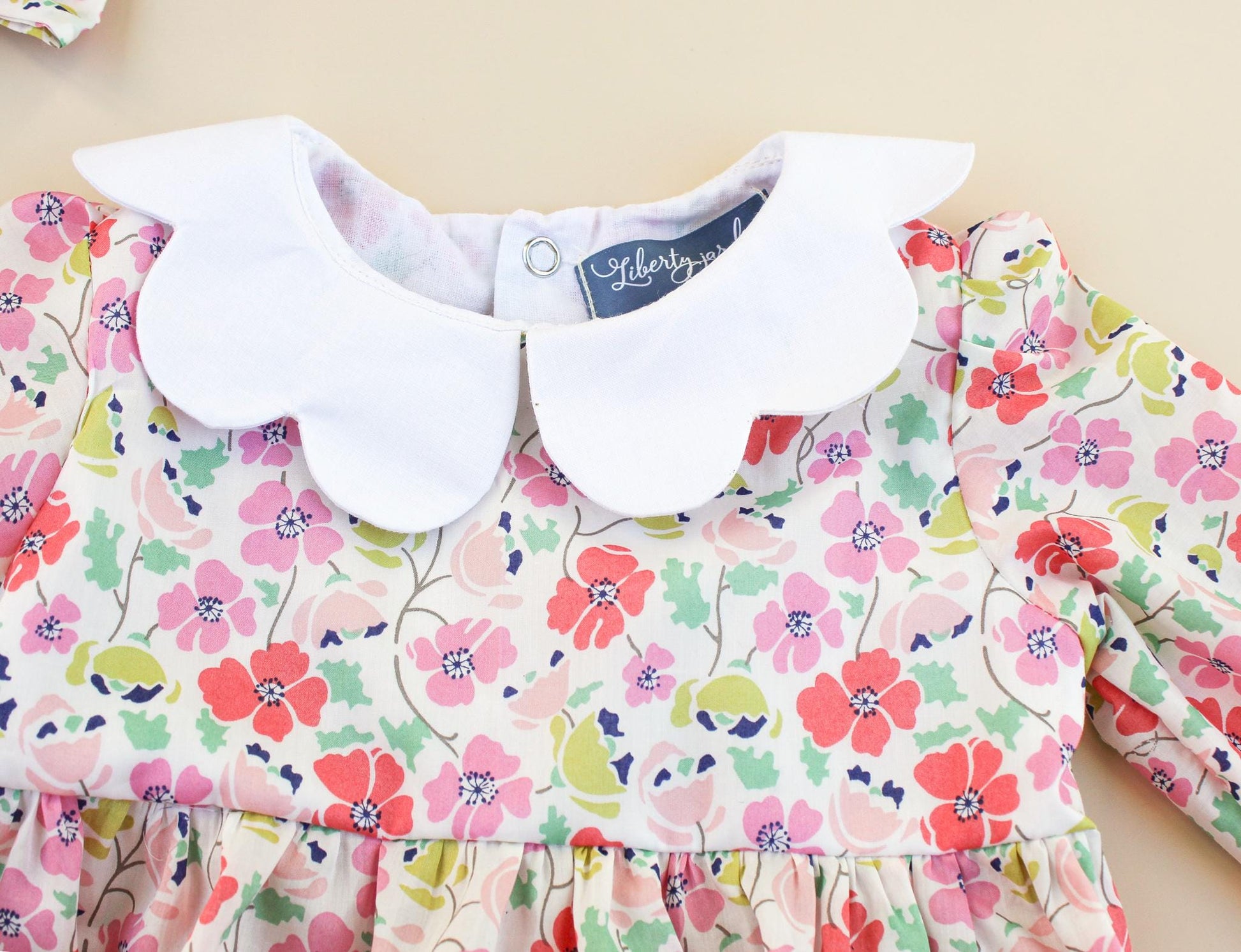 Liberty of London Baby Bubble Playsuit Romper With long sleeve and Scalloped Collar