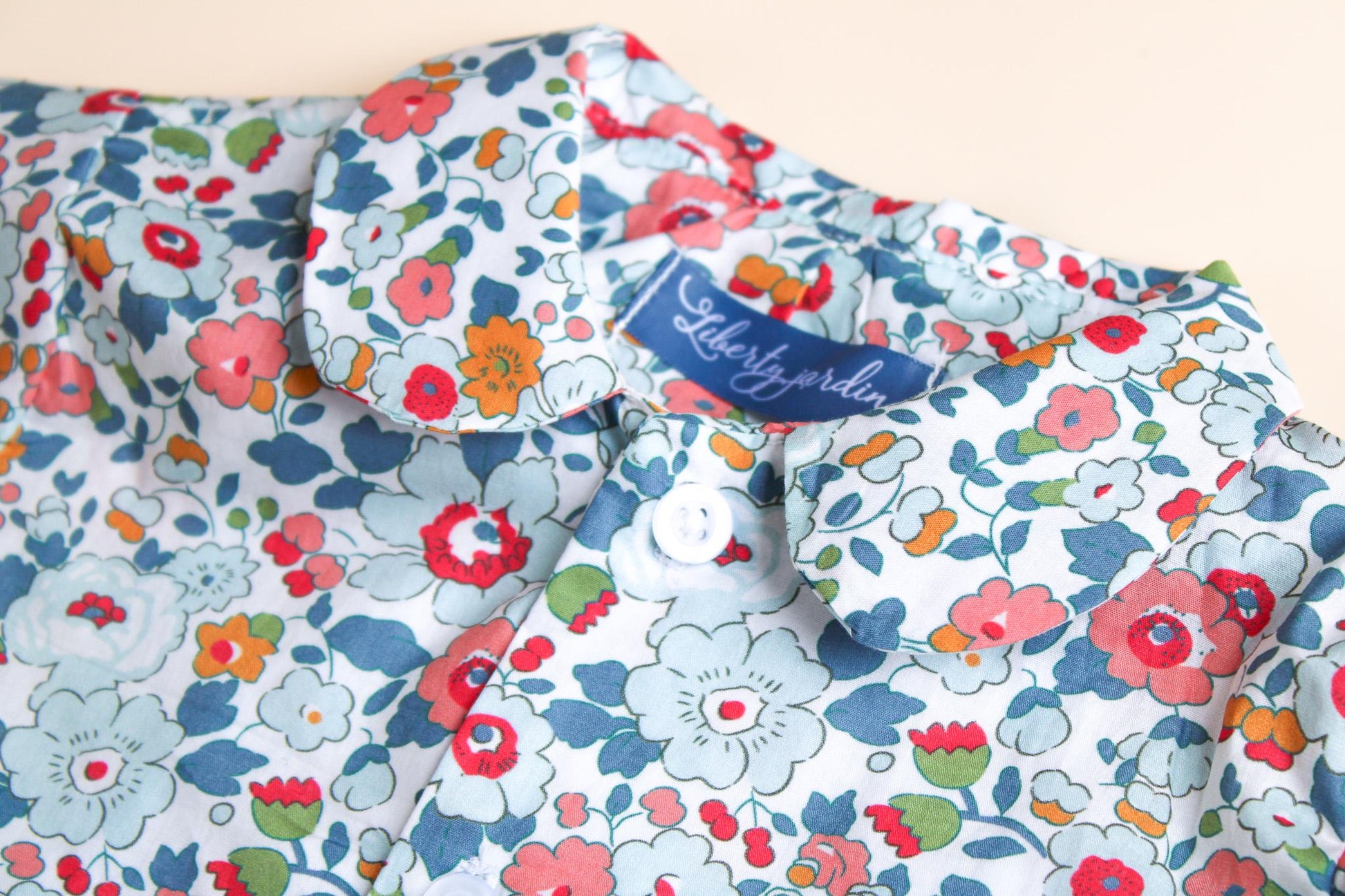 Liberty of London boy shirt with short sleeves Peter Pan collar button up