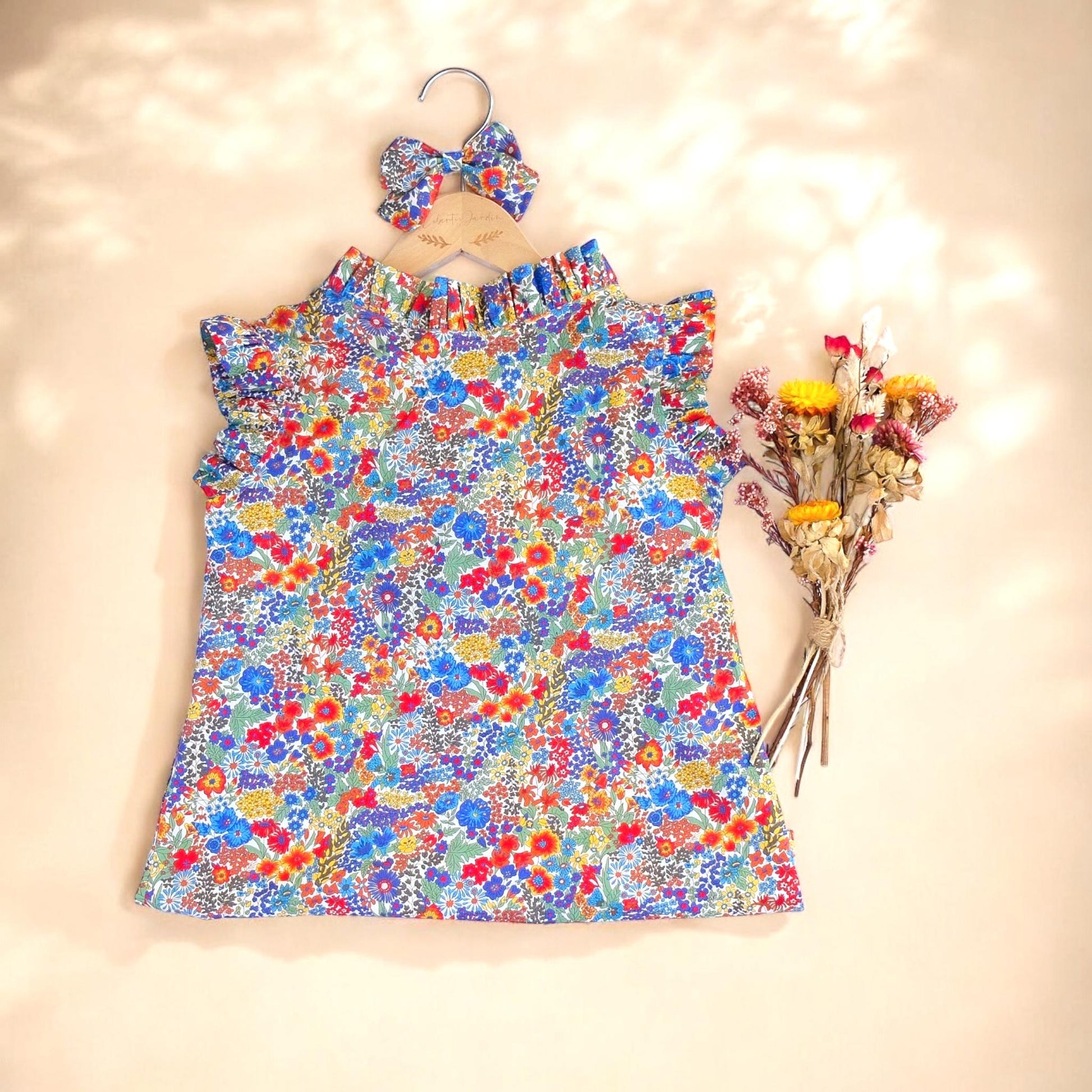 Ruffle Collar Girl Blouse - Liberty of London Floral Print Fabric - Sleeveless Girl Top - Ditsy Flower Blouse - Liberty London Print Fabric