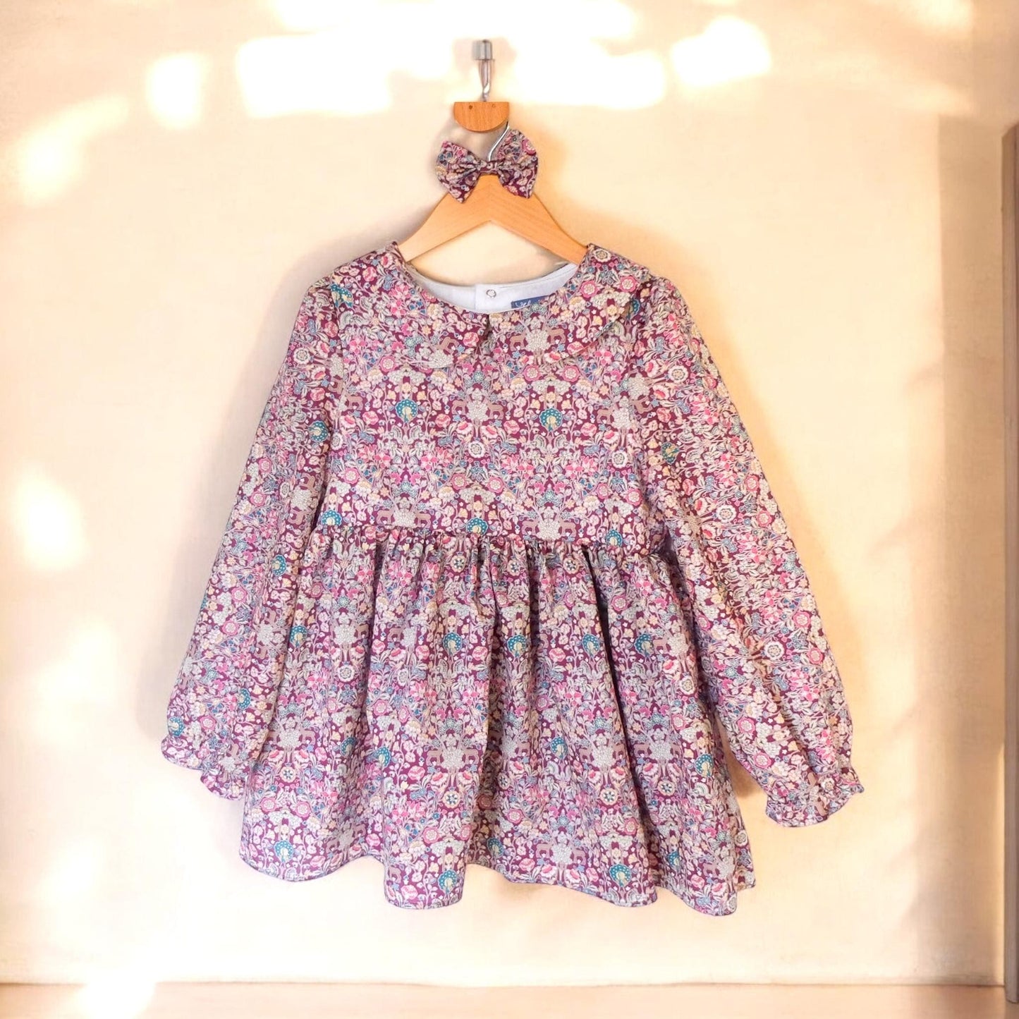 Peter Pan Collar Little Girl Blouse - Liberty Of London Floral Print Fabric - Long Sleeves Girl Blouse - Botanical Ditsy Flower Baby Blouse