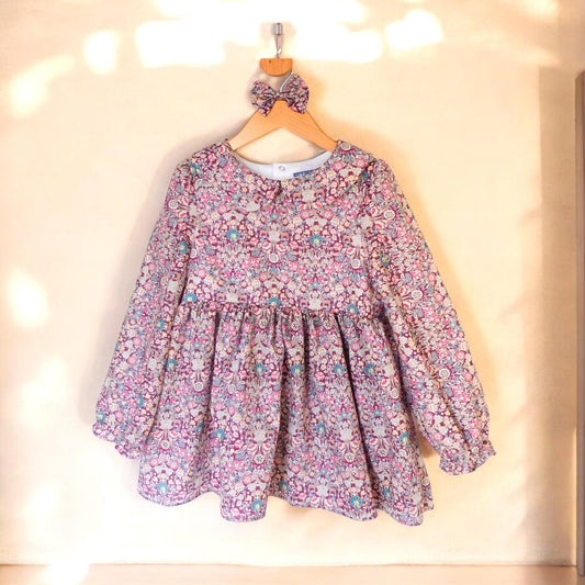 Peter Pan Collar Little Girl Blouse - Liberty Of London Floral Print Fabric - Long Sleeves Girl Blouse - Botanical Ditsy Flower Baby Blouse