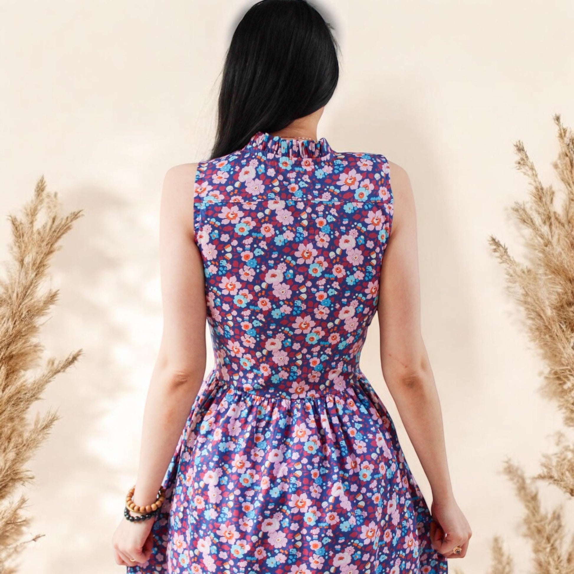 SAMPLE SALE - Liberty of London Dress, Liberty Print Fabric, Sleeveless Dress, Ruffle Collar Dress, Liberty Sun Dress, Ditsy Floral Print