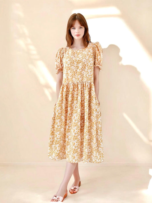 Liberty of London Woman Midi Dress with puffed short sleeves