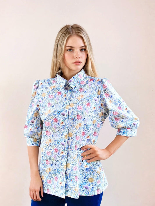 Liberty London Dress Shirt With Pointed Collar Half Sleeve