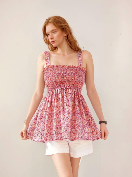 SAMPLE SALE Liberty women blouse, ruffle blouse, sleeveless blouse, liberty print blouse, liberty of London, woman summer top, floral blouse