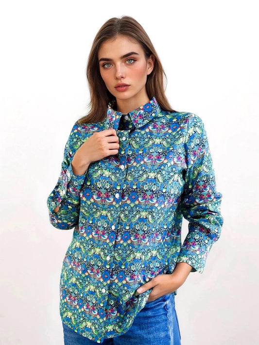 Liberty Print Shirt, Liberty London Blouse, Pointed Collar, Floral Print Shirt, Long Sleeve Shirt, Liberty of London, Liberty Fabric Shirt