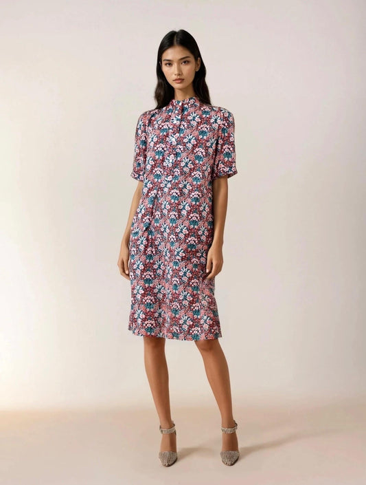 Mandarin Collar Dress, Liberty Shift Dress, Half Sleeve Dress, Liberty of London, Floral Print Dress, Liberty Shirt Dress, Summer Sun Dress