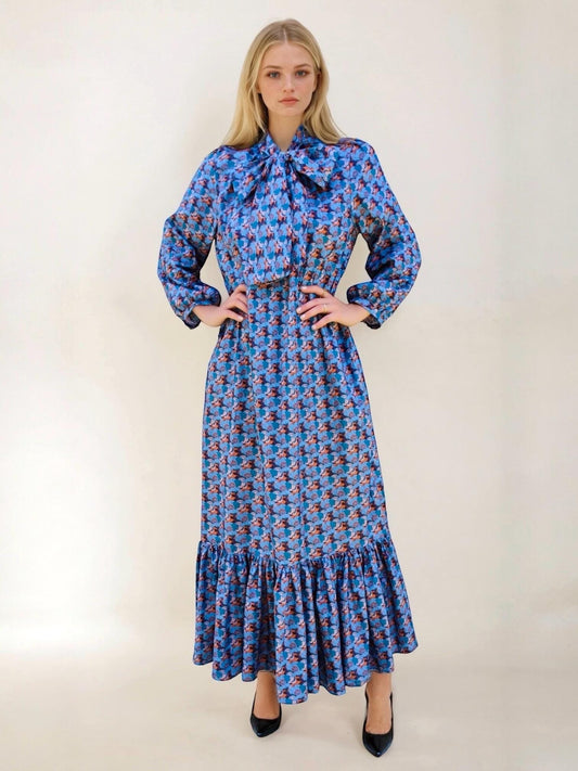 Maxi Liberty Dress, Liberty London Dress, Liberty Fabric, Liberty Print Dress, Floral Print, Long Sleeve Dress, Pussy Bow Neck Tie Dress