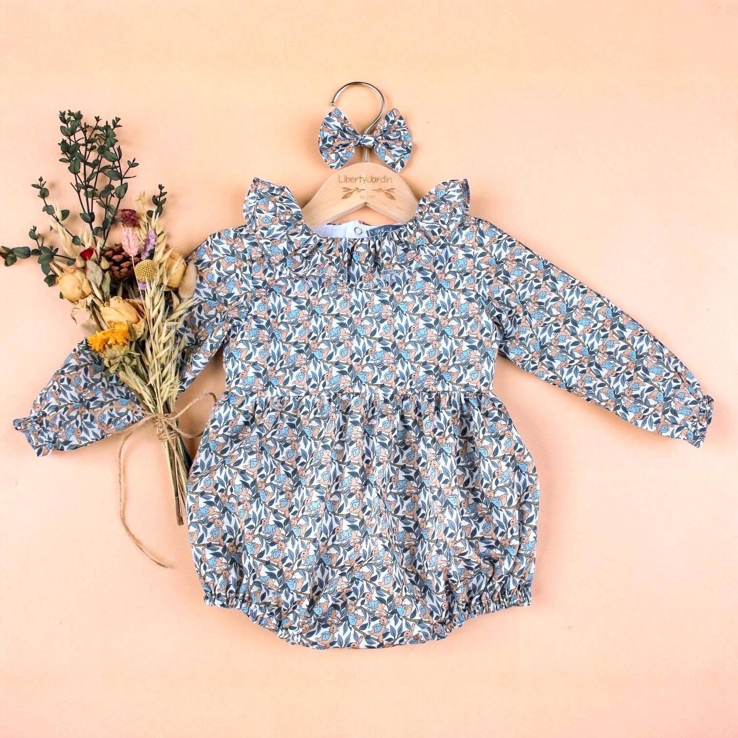 Liberty Baby Playsuit, Liberty Bubble Romper, Ruffle Collar Romper, Long Sleeve Bubble, Liberty Print Romper, Floral Print, Liberty Fabrics
