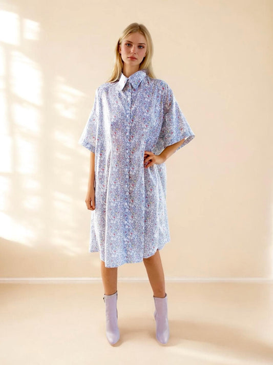 Oversize LIBERTY Dress, Liberty Shirt Dress, Liberty Clothing, Liberty of London, Button Through Dress, 3/4 Sleeve Dress, Floral Print Dress