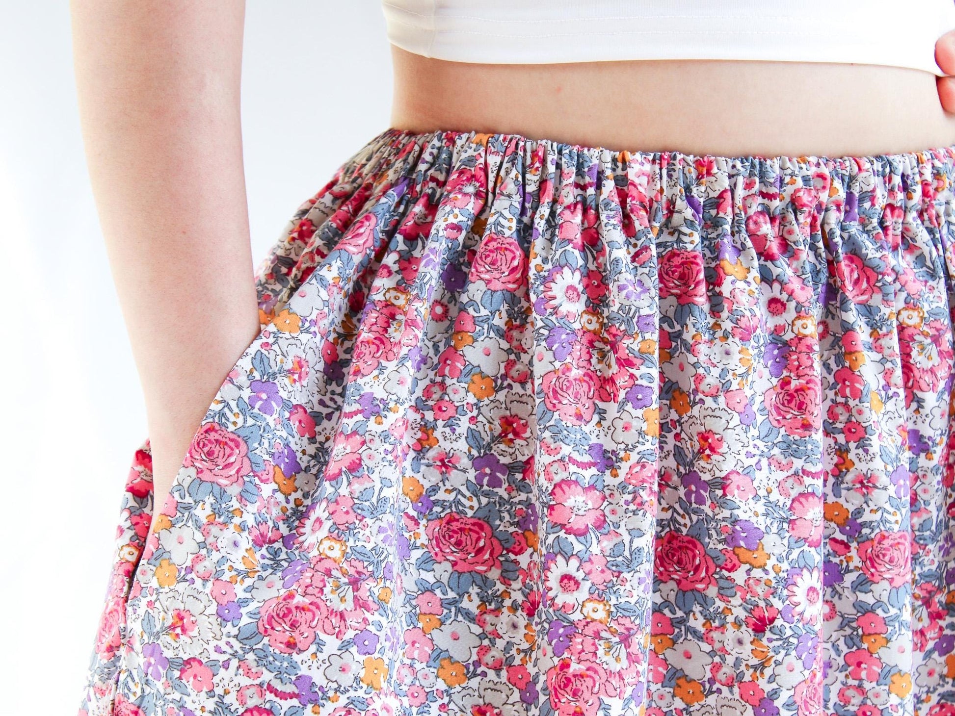 Floral Print Skirt, Cotton Midi Skirt, Woman Midi Skirt, Ditsy Floral Long Skirt, Tiered Flower Skirt, Woman Long Skirt, Elastic Waist Skirt