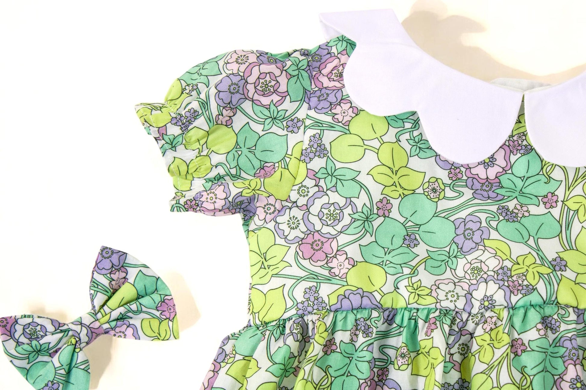 Liberty Bubble Romper, Liberty Baby Clothing, Scalloped Collar Romper, Baby Bubble Romper, Liberty Print Romper, Floral Print Baby Bubble