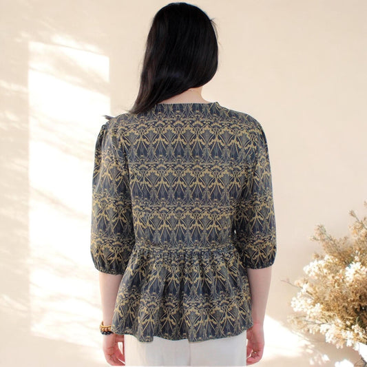 Liberty Print Blouse, Liberty Fabric Blouse, V Neck Blouse, Ditsy Peplum Blouse, Half Sleeve Blouse, Liberty of London, Floral Print Blouse,