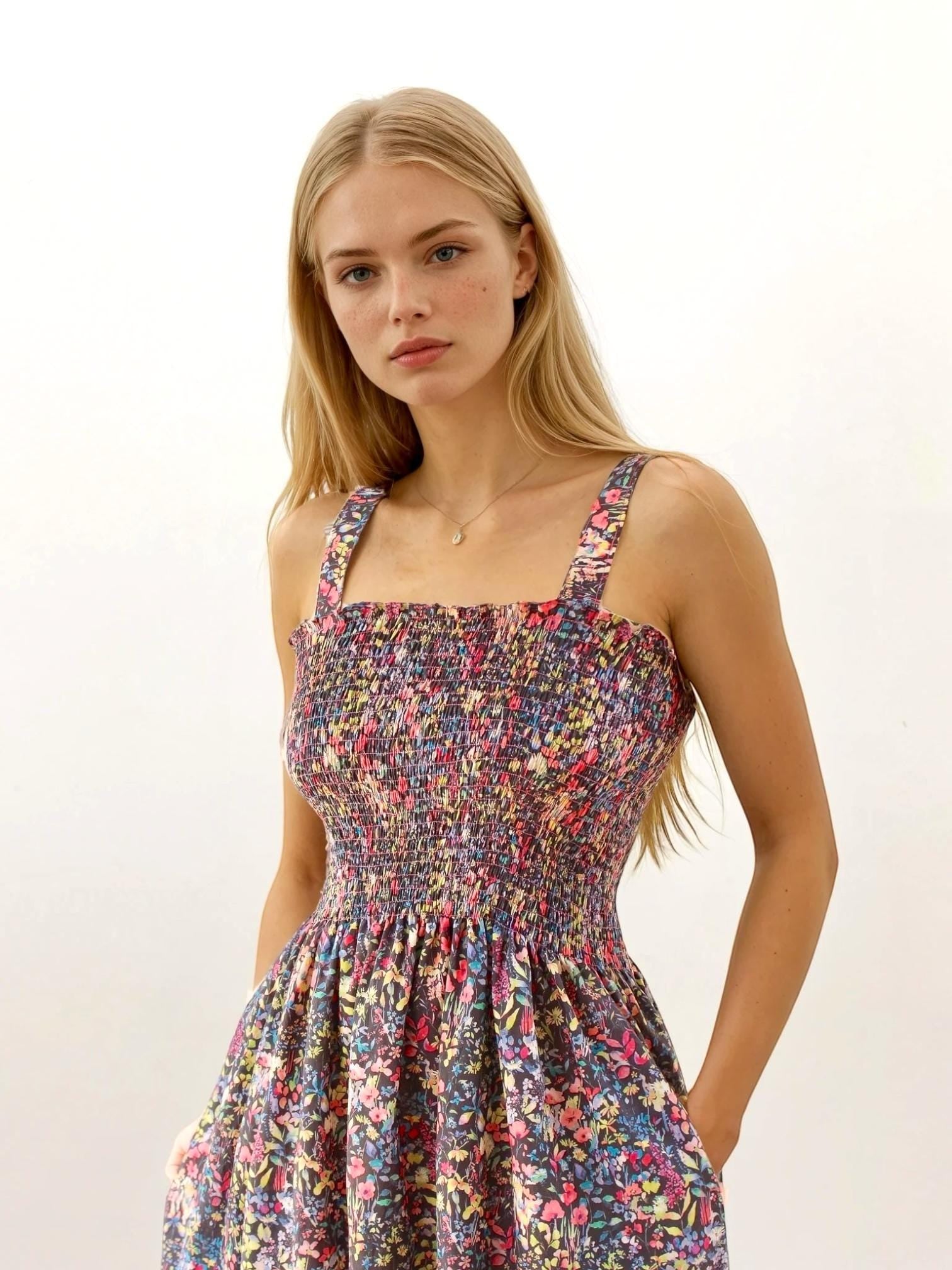 Liberty Smock Dress, Liberty Floral Print, Shirred Floral Dress, Liberty Sun Dress, Liberty Maxi Dress, Ditsy Floral Dress, Liberty Prints
