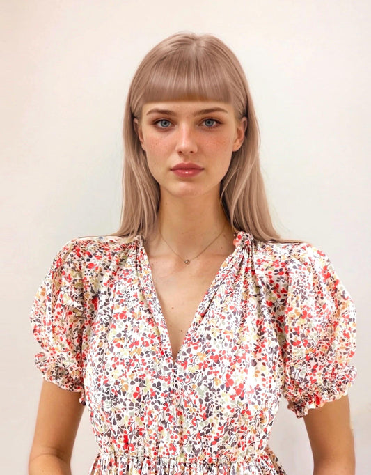 V Neck Smock Dress, Liberty of London, Liberty Clothing, Short Puffed Sleeve, Summer Sun Dress, Ditsy Floral Dress, Liberty Print Dress