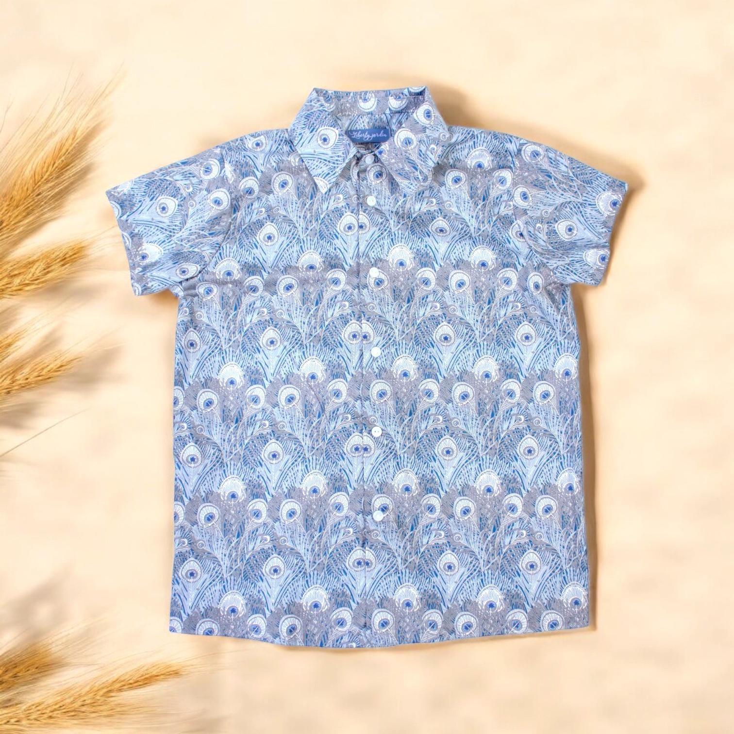 Liberty boy shirt, Liberty of London, Button Up Shirt, Floral Print shirt, Short Sleeve Shirt, Collared Boy Shirt, Back To School, Boy Shirt