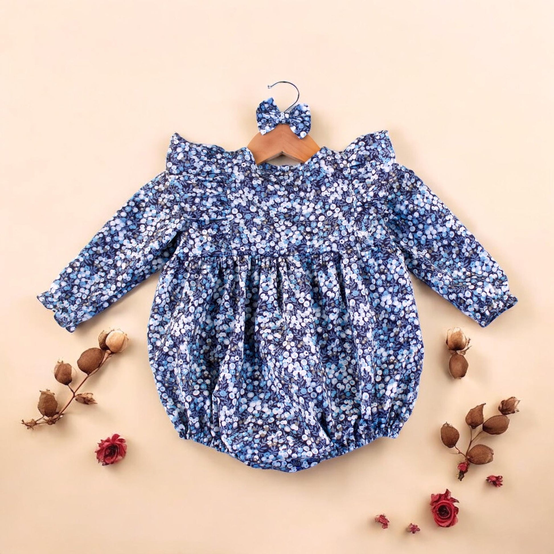 Long Sleeve Ruffle Liberty London Baby Bubble Playsuit Romper