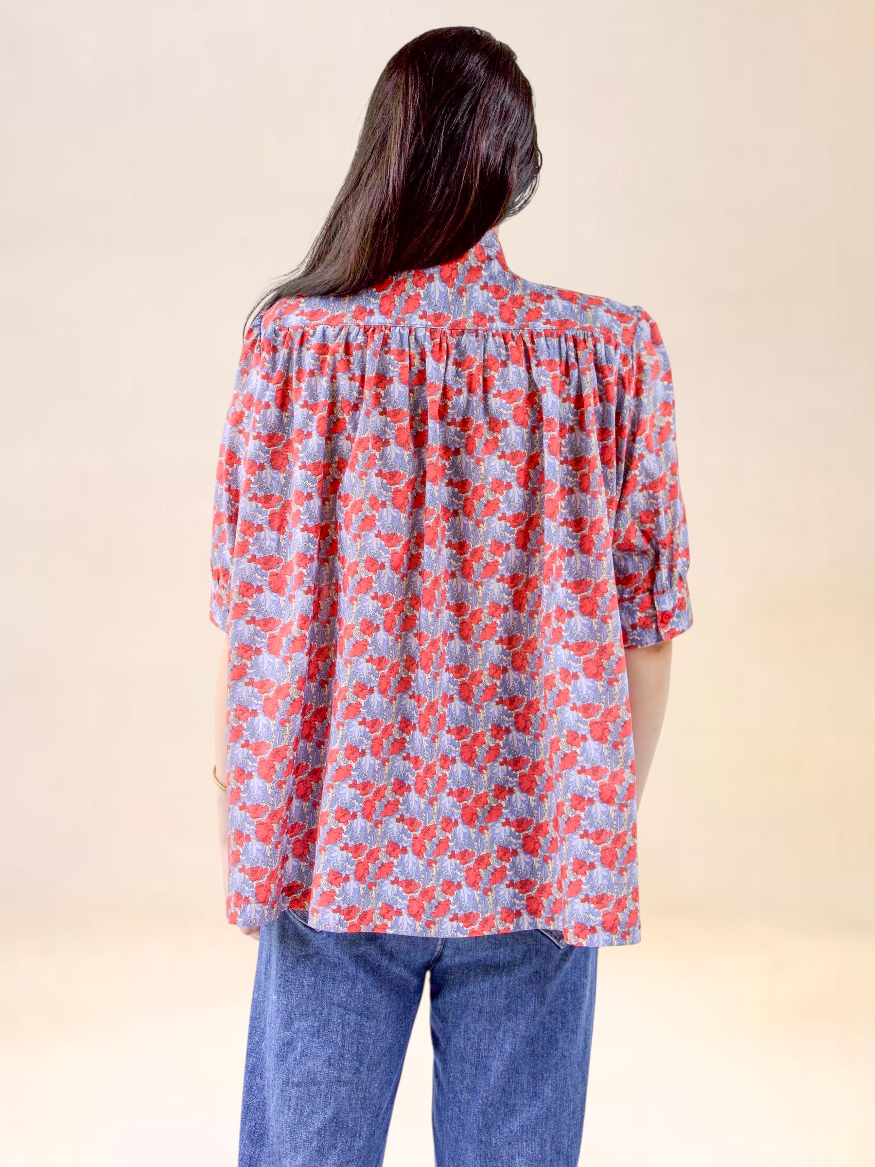 Liberty Print Blouse, Mandarin Collar Blouse, Liberty of London, Floral Print Shirt, Button Through Blouse, Liberty London Top, Floral Shirt