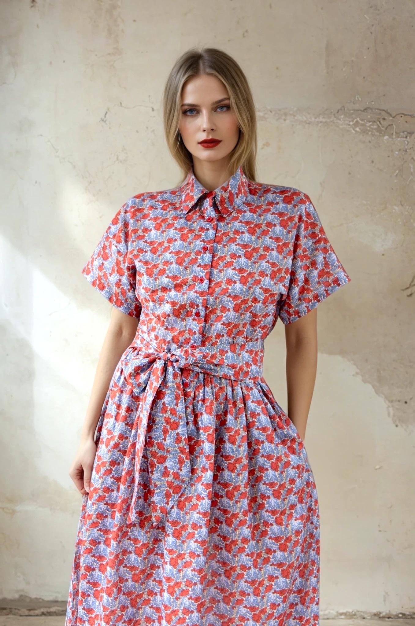 Liberty Shirt Dress, Liberty Print Dress, Liberty of London, Midi Shirt Dress, Short Sleeve Dress, Floral Print Dress, Liberty Print Fabric
